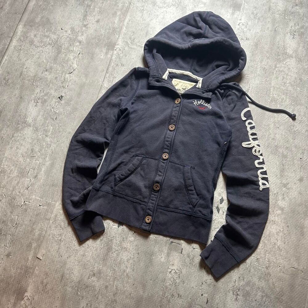 Hollister-co Women's Navy and Blue Hoodie